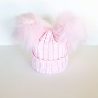 Double Fur Pom Hat - Pink