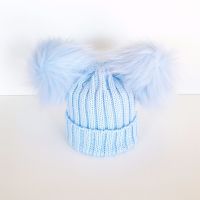 Double Fur Pom Hat - Blue