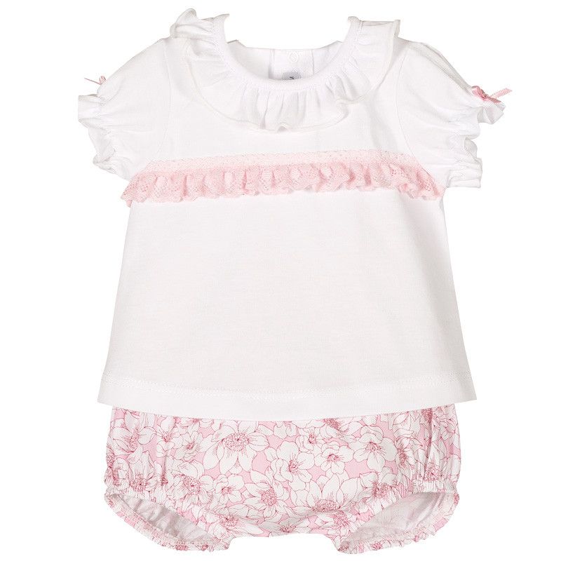 NEW SEASON - Maya Frill Neck Top & Bloomers Set - Pink