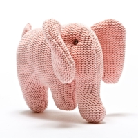 Organic Knitted Elephant Rattle - Pink