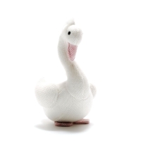 Knitted White Swan Baby Rattle