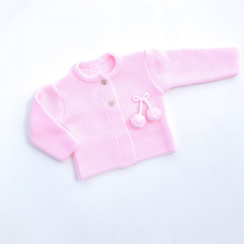 Harlow Knitted Pom Pom Cardigan - Pink