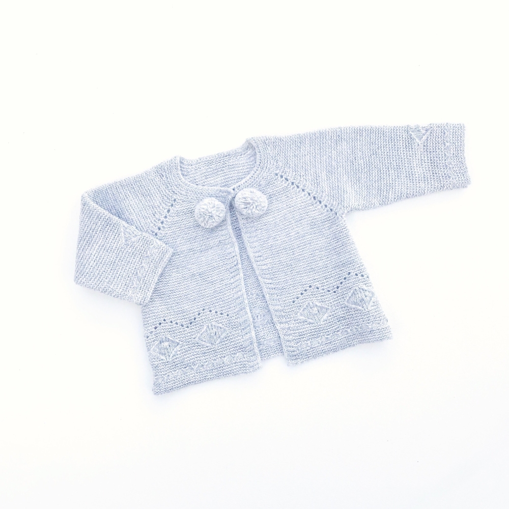 Asher Knitted Pom Pom Cardigan - Grey