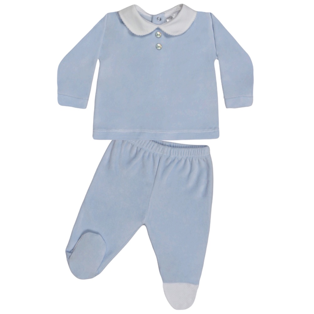 Wynne Velour Top & Pants Set - Blue