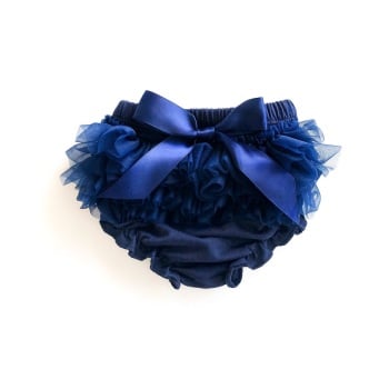 Tulle Frill & Bow Back Mini Bloomers - Navy
