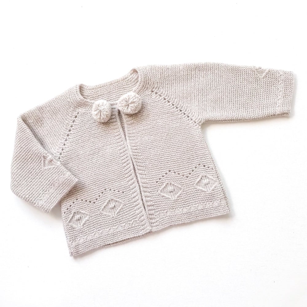 Asher Knitted Pom Pom Cardigan - Beige