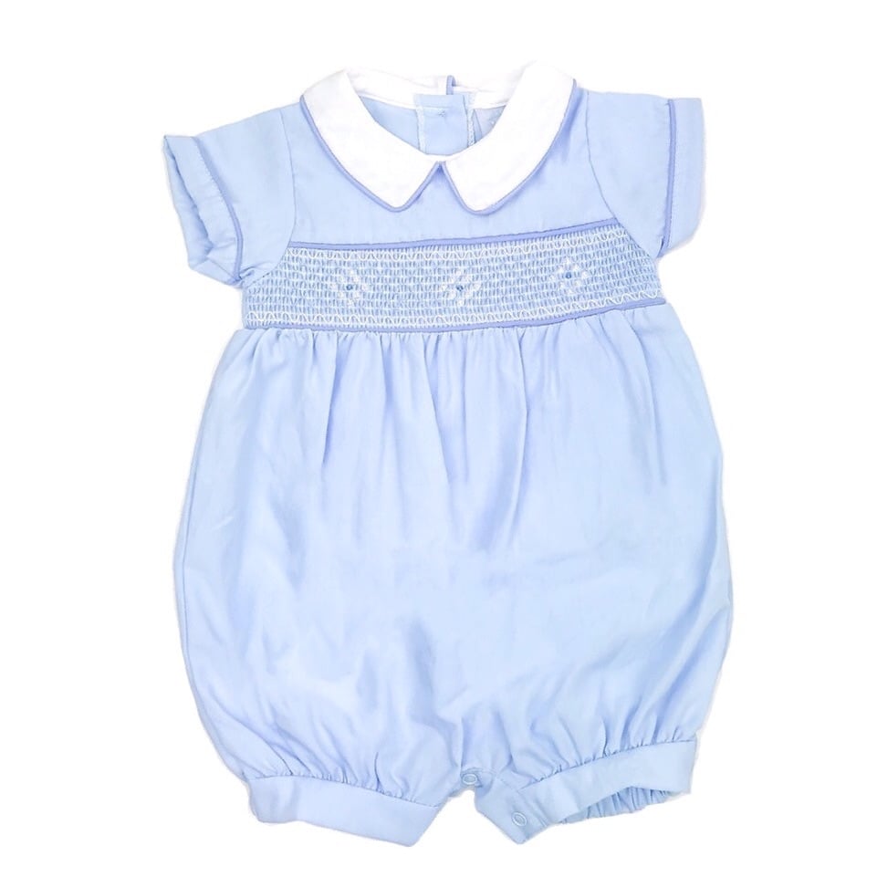 George Smocked Romper - Blue