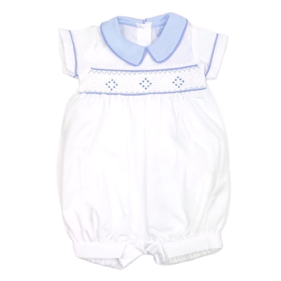 George Smocked Romper - White