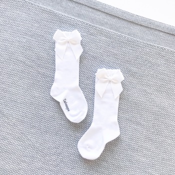 Carlomagno Knee High Socks With Bow - White