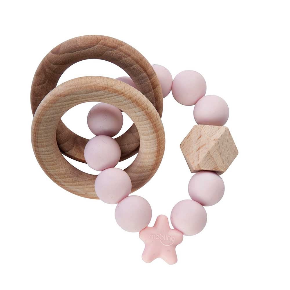 Stellar Natural Wood Teething Toy – Baby Pink