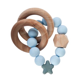 Stellar Natural Wood Teething Toy – Soft Blue