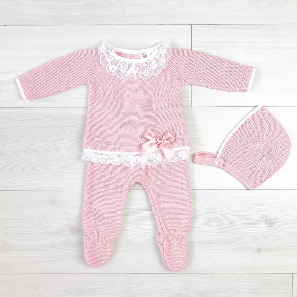 Leonie Lace Frill Jumper & Pants Set - Rose