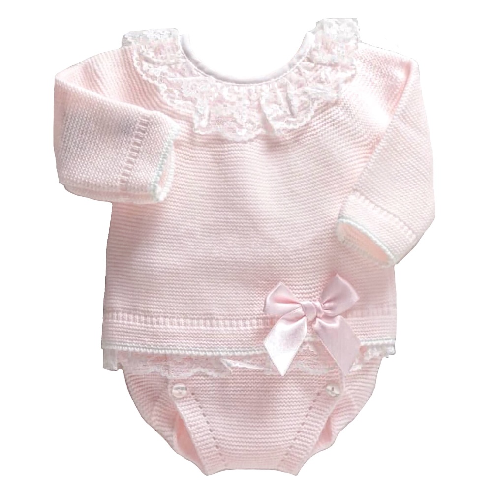 Leonie Lace Frill Jumper & Pants Set - Pink