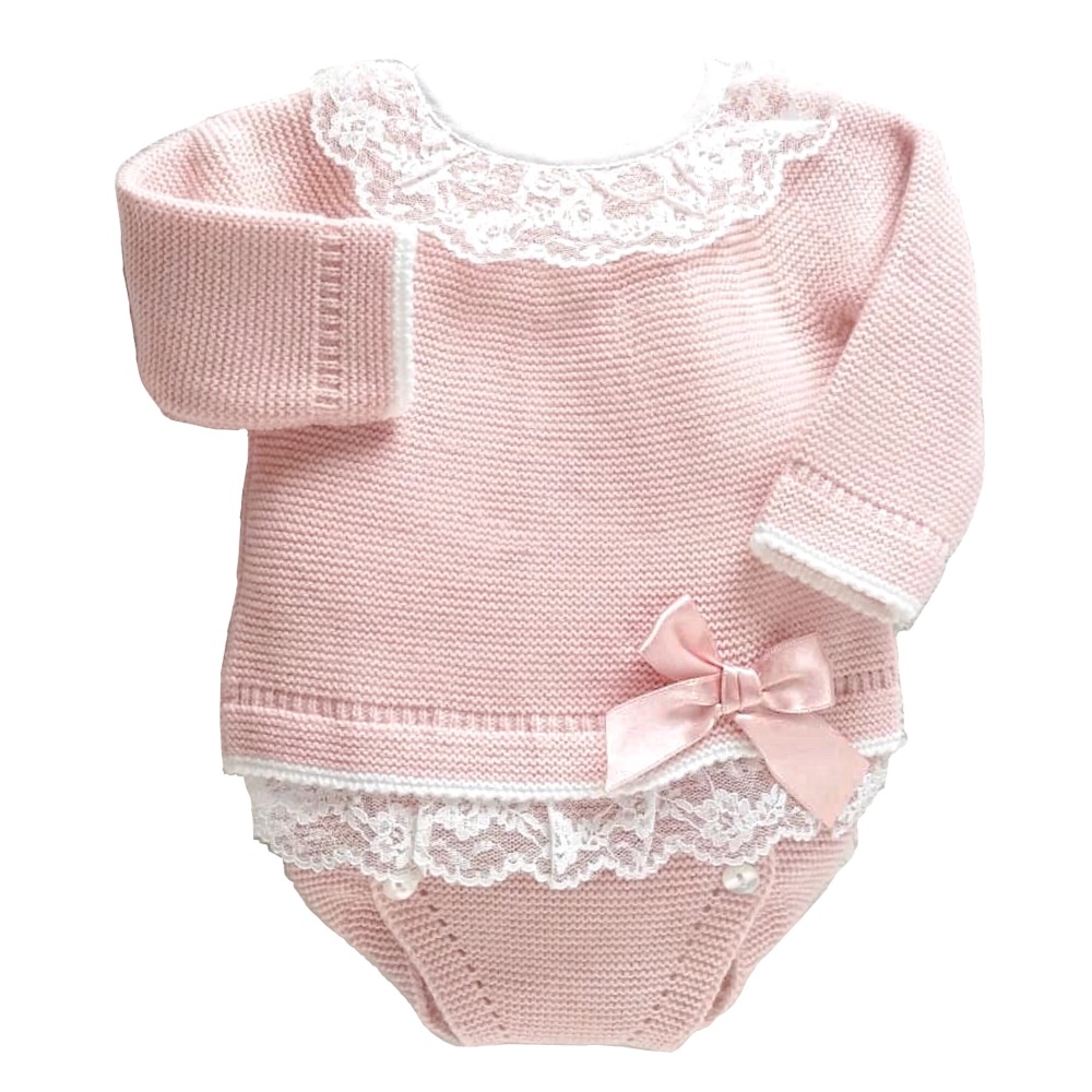 Leonie Lace Frill Jumper & Pants Set - Rose