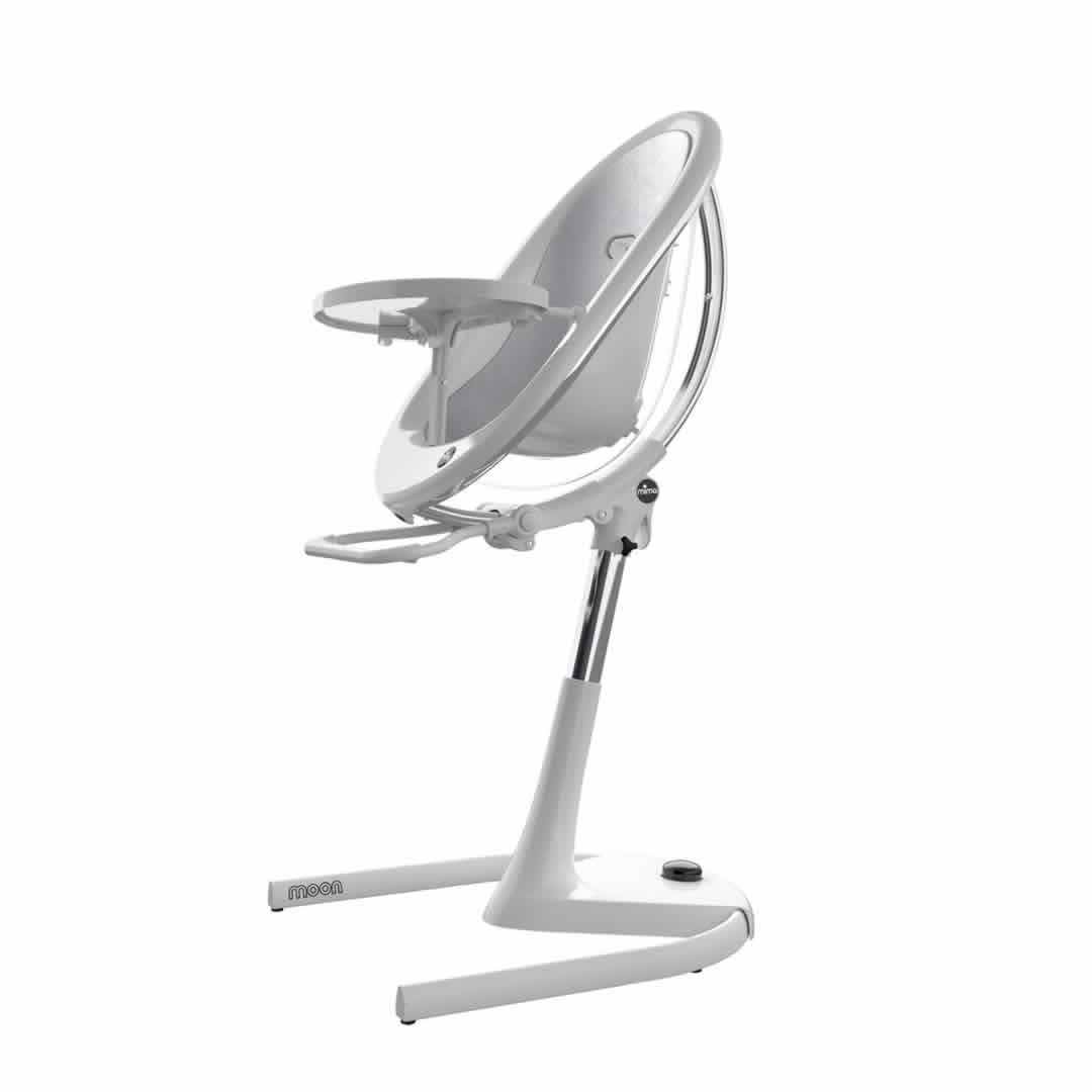 Mima Moon Highchair - White Frame /Silver Seat Pad