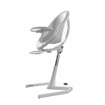 Mima Moon Highchair - White Frame/Silver Seat Pad