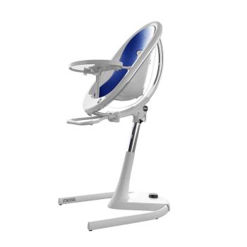 Mima Moon Highchair - White Frame/Royal Blue Seat Pad