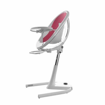 Mima Moon Highchair - White Frame/Fuchsia Seat Pad