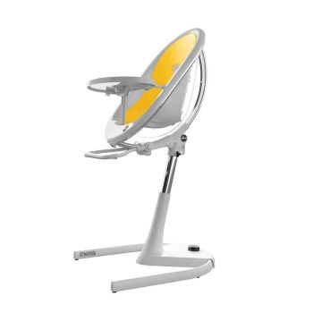 Mima Moon Highchair - White Frame/Yellow Seat Pad