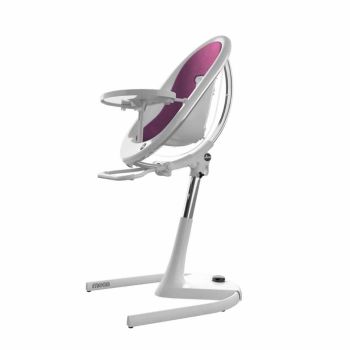 Mima Moon Highchair - White Frame/Aubergine Seat Pad
