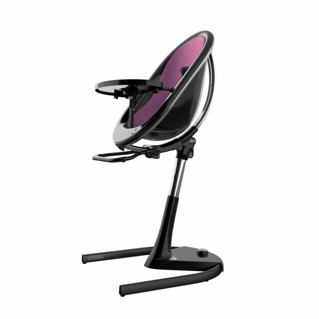 Mima Moon Highchair - Black Frame/Aubergine Seat Pad
