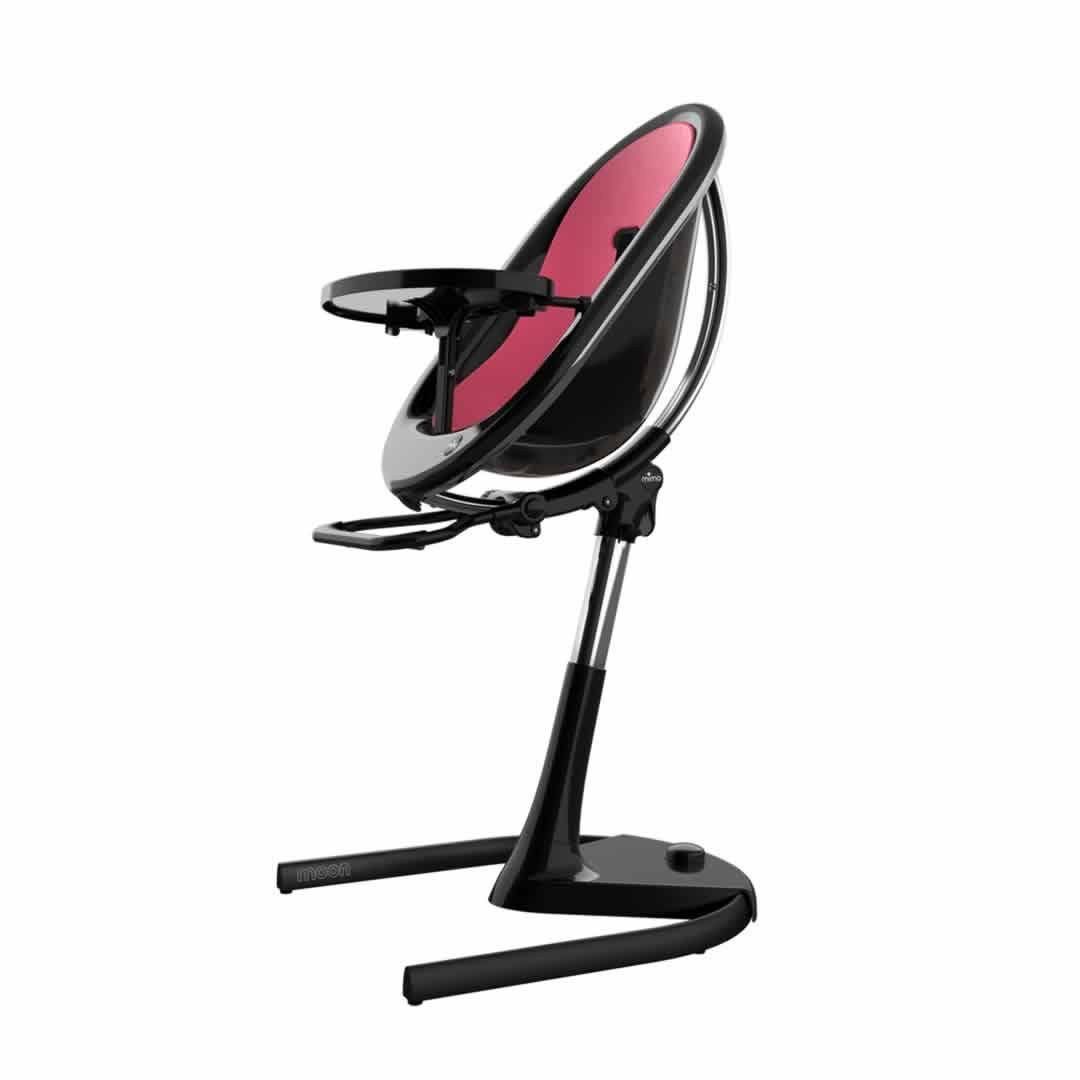 Mima Moon Highchair - Black Frame/Fuchsia Seat Pad