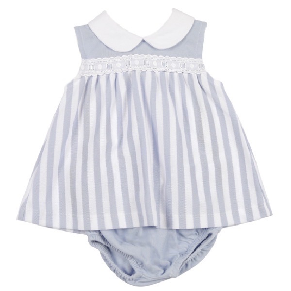 Mintini Baby Striped Polo Dress & Pants - Blue