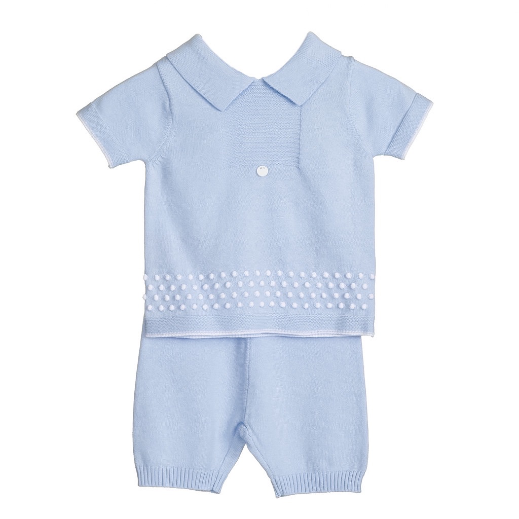Blues Baby Miller Knitted Polo Shorts Set - Blue