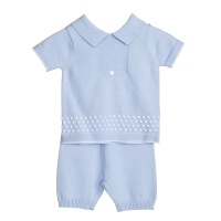 Blues Baby Miller Knitted Polo Shorts Set - Blue