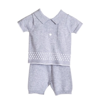 Blues Baby Miller Knitted Polo Shorts Set - Grey