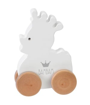 BAM BAM Baby Wooden Duck On Wheels - White