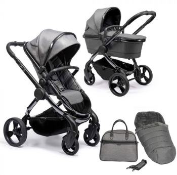 iCandy Peach 2020 Pushchair + Carrycot with Bag & Duo Pod - Phantom Dark Grey Twill