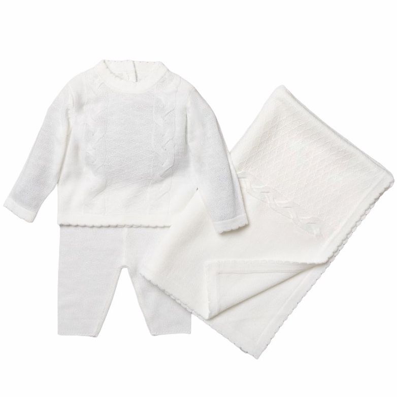Avery Soft Cable Knit Set - White