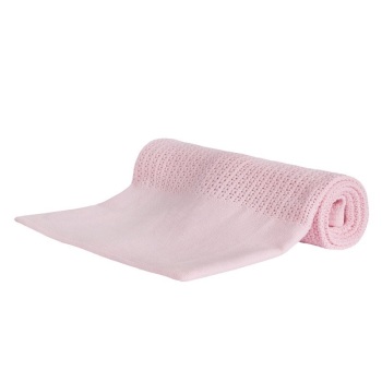 Panelled Cotton Cellular Blanket - Pink