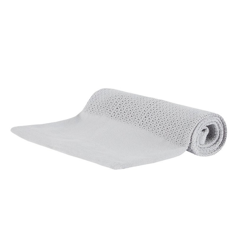 Panelled Cotton Cellular Blanket - Grey