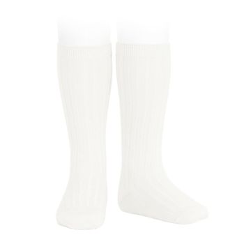 Condor Wide Ribbed Knee Socks - Cream