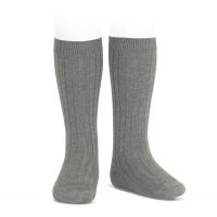 Condor Wide Ribbed Knee Socks - Light Grey