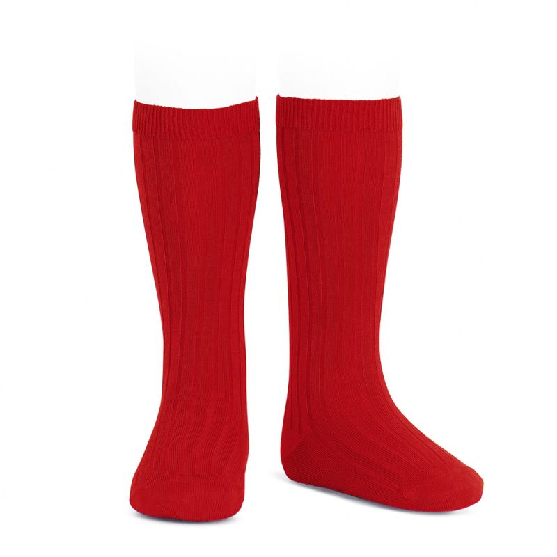 Condor Wide Ribbed Knee Socks - Red