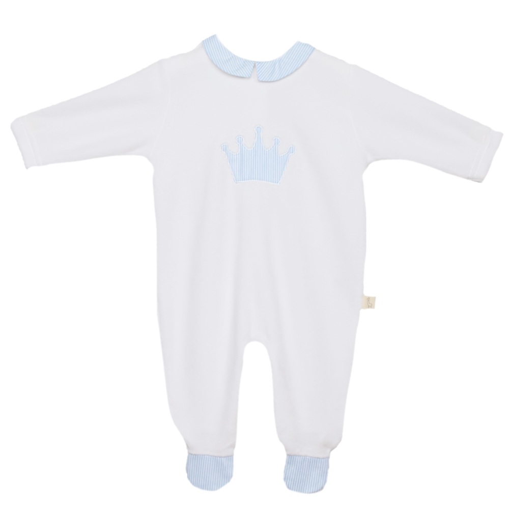 Baby Gi Micro stripe Crown Babygrow - Blue