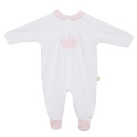 Baby Gi Micro Stripe Crown Babygrow - Pink