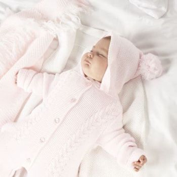 Cable Knit Pramsuit - Pink