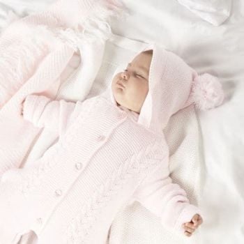 Cable Knit Pramsuit - Pink