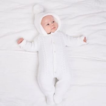 Cable Knit Pramsuit - White