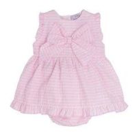 Blues Baby Pink Bow Dress And Pant Set