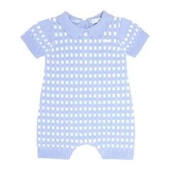 Blues Baby Square Jacquard Romper - Baby Blue