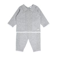 Blues Baby Ribbed Panel Trouser Set - Grey