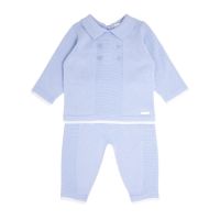 Blues Baby Ribbed Panel Trouser Set - Baby Blue