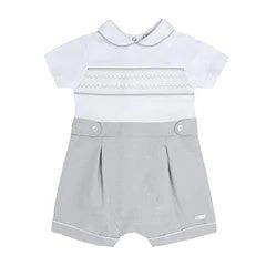Blues Baby Stitched Romper - Grey