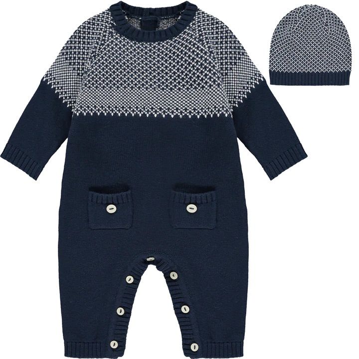 Emile et Rose Alistair Navy Knit Boys All In One
