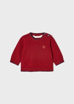 Mayoral Red Knit Jumper With Navy Trim